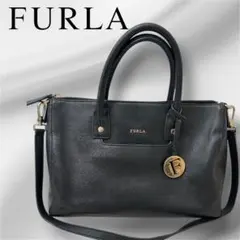 ☆美品 FURLA ハンドバッグ アルバ レザー ブラック チャーム - メルカリ