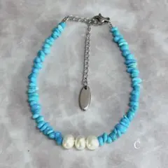 【新品未使用】 スリーピングビューティ ターコイズ 淡水パール ブレスレット