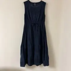 ル*ル様 ノースリーブ ワンピース ネイビー 刺繍