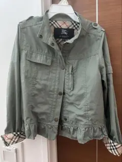 オリーブグリーン フリル裾 ミリタリージャケット