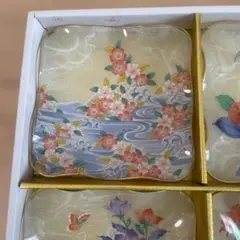 和風 花柄 ガラス小皿 5枚セット