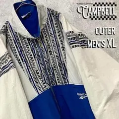 【希少デザインXL☆EURO輸入90s】リーボック 刺繍ナイロンジャケット