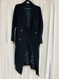 ブラック ダブルブレスト ロングコート