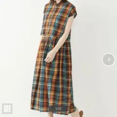 SHIPS Colorsマドラスチェック フレンチスリーブワンピースのサムネイル