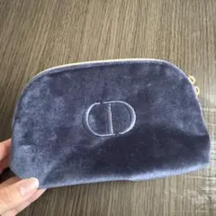 Dior ベロア調 ポーチ ネイビー