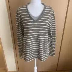 BACK NUMBER ボーダー Vネック カットソー XL