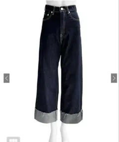 ワイドデニムパンツ ロールアップ インディゴ