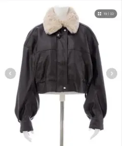 INGNI エコファーティペット付フェイクレザーショートブルゾン ブラウン