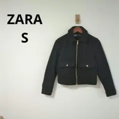 ZARA クロップド丈 ジップアップ ジャケット ブラック 金ボタン
