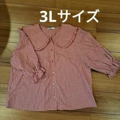 赤　ギンガムチェック柄　ブラウス　3Lサイズ