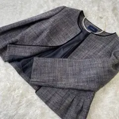 【NEW YORKER】ノーカラーツイードジャケット 大きいサイズ17号