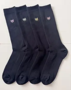オリーブスクールソックス　4足セット23-25cm 丈長さ約27cm両面ロゴ刺繍