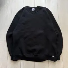 80s ラッセルアスレチック スウェット 前V ブラック USA製