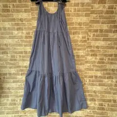 【美品】GRL グレイル キャミワンピース ブルー / ティアード・バックリボン