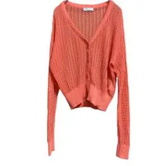 【earth music & ecology】カーディガン　サーモンピンク