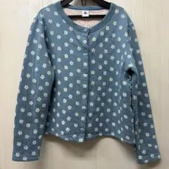 PETIT BATEAU キルティング花柄カーディガン 140cm ブルー