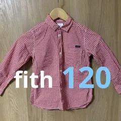 美品quoti use fith赤チェック長袖シャツ120フィスデニムダンガリー