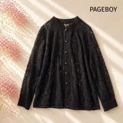 【ページボーイ】美品✨総レースシアー 前開き 長袖 カーディガン 羽織黒 Fのサムネイル