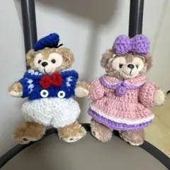 ダッフィー シェリーメイ ぬいぐるみバッジ 手編み衣装