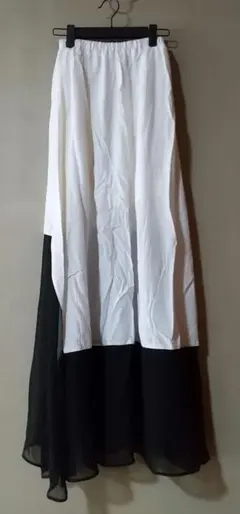 BARAK シアー切替配色マキシスカート