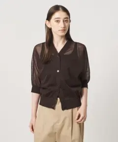 新品UNITED ARROWS シアーvネックカーデ brown - メルカリ