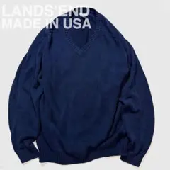 USA製LANDS'END ランズエンド コットンVネックニット セーター