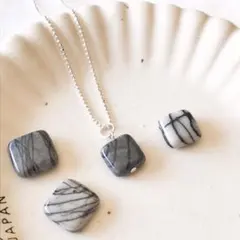 N91 シルバー925 1本　ゼブラジャスパー 男性　女性