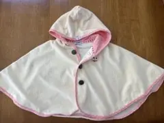 miki HOUSE フード付きポンチョ F クリーム/ピンク