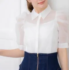 シアーパワショルシャツ Noela ノエラ トップス シャツ・ブラウス