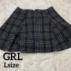 GRL フレアスカート 黒と白のチェック柄 Lsize