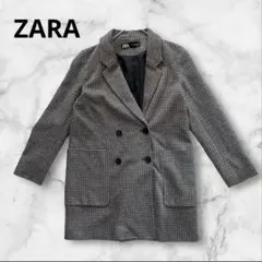 ザラ　ZARA ダブルブレストコート　ジャケット 千鳥格子 XSサイズ　ウール混