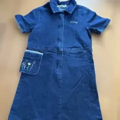 値下げ　美品　familiar 取り外せるポケット付き　デニムワンピース 130