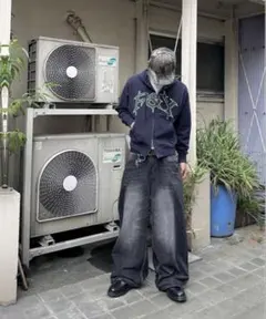 MENES Black Matt Baggy Jeans