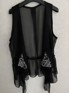黒プリントジレ　ベスト
