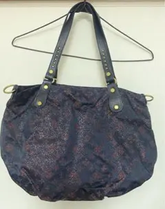 値下げ★ラシット ラメ レザー バッグ ネイビー系