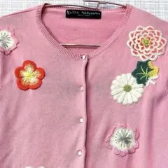 希少✨ケイタマルヤマ 桜 花 刺繍 アンサンブル カーディガン ニット 黒