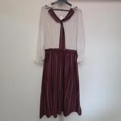 axes femme タイデザインドッキングワンピース ワイン