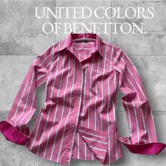 United Colors of Benetton ピンクストライプ長袖シャツM