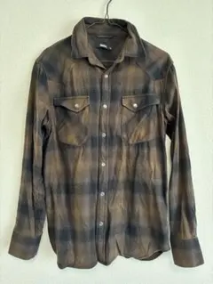 【最終値下げ】MOSSIMO オンブレチェックシャツ ダークブラウン M