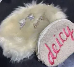 deicy ファーコインケース クリーム色2個セット