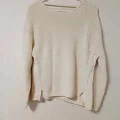 SENCEOFPLACE＊アイボリー 長袖ニット サイドスリット