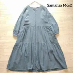 Samansa Mos2 サマンサモスモス リネンコットンティアードワンピースF