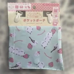 移動ポケット　シマエナガといちご柄 13x10.5cm ポケットポーチ