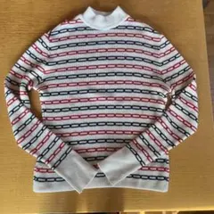 ストライプニットセーター 長袖 ホワイト