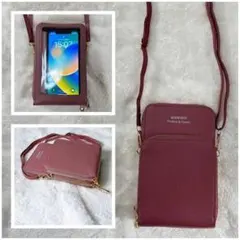 ✨スマホポーチ ショルダー ポシェット 斜め掛けストラップ acorn red
