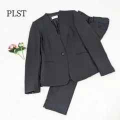 PLST ウォームリザーブカラーレスパンツスーツ 洗える ネイビー L