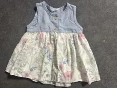⭐︎デニム花柄ワンピース チュニック80㎝　夏　花柄