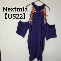 Nextmia【US22】パープル オフショルダー 膝丈ワンピース 肩出し