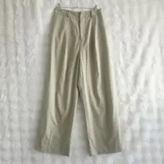 ベージュ タックワイドパンツ ハイウエスト ストレート きれいめ 通勤