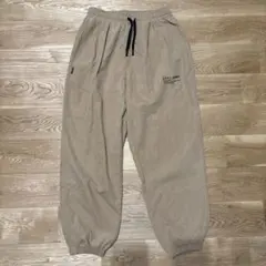 メンズ SOUL JOURNEYロゴ ベージュ スウェード ワイドパンツ